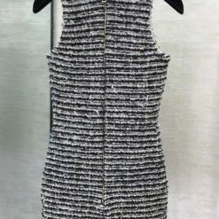 Jessica Bara Corey Tweed Gold Button Mini Dress