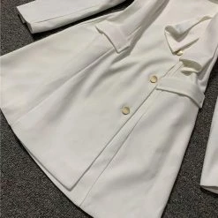 The 9-5 Shop Jessica Bara Riviera Long Sleeve Knot Gold Button Mini Dress