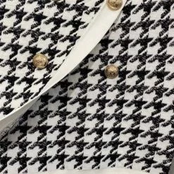 Jessica Bara Jayden Houndstooth Gold Button Mini Skirt