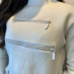 Jessica Bara Cali Long Sleeve Distressed Cropped Sweater