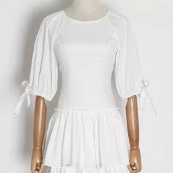 Jessica Bara Julian Lace Up Back Ruffle Mini Dress