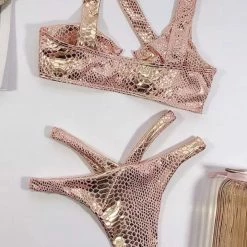 Jessica Bara Elisha Snakeskin Cut Out Bikini Set