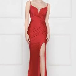 Colors Dress Fitted Plunging With Slit Dress The Event Shop