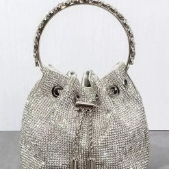 Jessica Bara Zenon Rhinestone Circular Bucket Purse