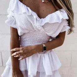 Jessica Bara Aurora Off The Shoulder Ruffle Mini Dress