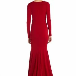 Jessica Bara Selene Long Sleeve V Neck Draped Gown The Event Shop