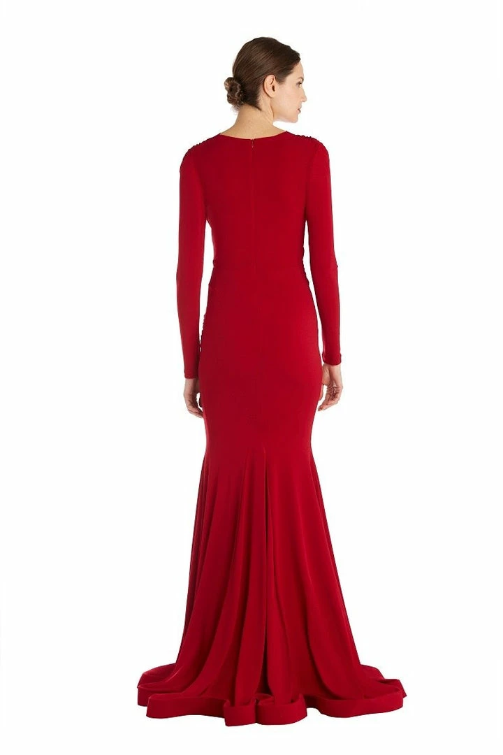 Jessica Bara Selene Long Sleeve V Neck Draped Gown The Event Shop