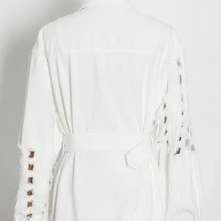 Jessica Bara Aria Denim Distressed Belted Jacket