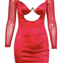 Jessica Bara Tina Long Sleeve Cut Out Bodycon Mini Dress Influencer Style