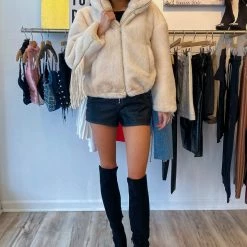 Reve Doll Essentials Jessica Bara Lexie Fringe Faux Fur Jacket