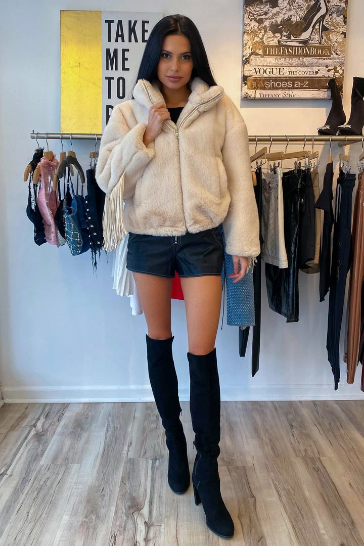 Reve Doll Essentials Jessica Bara Lexie Fringe Faux Fur Jacket