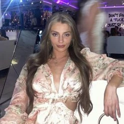 Jessica Bara Dawn Long Sleeve Print Mini Dress