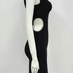 Jessica Bara Olive Pearl Cut Out Dress