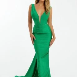 Nicole Bakti Backless Ruched Gown