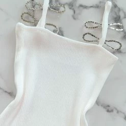 Jessica Bara Skyla Rhinestone Bow Tank Top Influencer Style