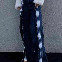 The Denim Destination Jessica Bara Jeanine Button Up Striped Jeans