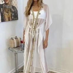 Summer Lovin' Kareena Virgin Islands Embellished Sheer Kaftan Dress