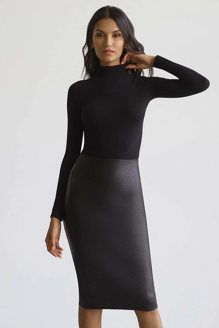 Reve Doll Essentials Commando Faux Leather Midi Skirt