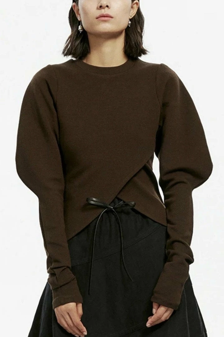 Jessica Bara Isaias Long Puff Sleeve Knit Top