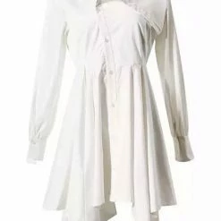 Jessica Bara Irina Asymmetrical Lapel And Hem Shirt Dress