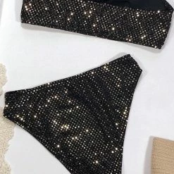 Poolside Essentials Jessica Bara Rae Rhinestone High Waisted Bikini Set