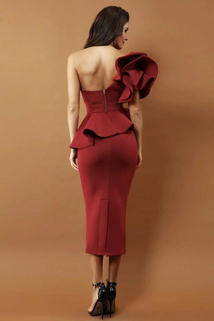 Jessica Bara Emmarie One Shoulder Ruffle Bodycon Two Piece Set Best Sellers