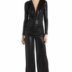 The Event Shop Jessica Bara Aneta V Neck Sequin Jumpsuit