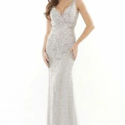 Colors Dress Bodycon V Neck Beaded Gown The Event Shop