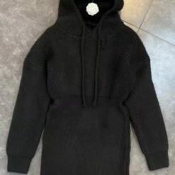 Reve Doll Essentials Jessica Bara Claire Long Sleeve Hooded Knit Dress