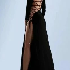 Dresses Jessica Bara Cesca Asymmetrical Lace Up Back Maxi Dress