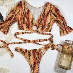 Jessica Bara Viva Short Sleeve Printed Bikini Set Poolside Essentials