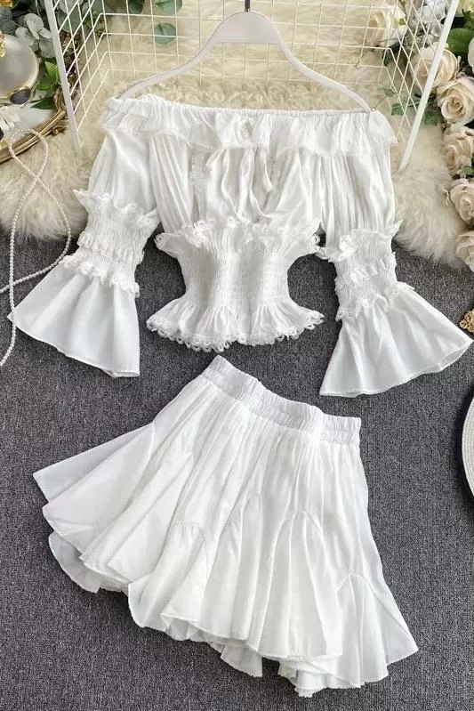 Jessica Bara Ollie Off The Shoulder Top And Skirt Two Piece Set