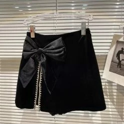 Jessica Bara Audriana Velvet Bow Mini Skirt