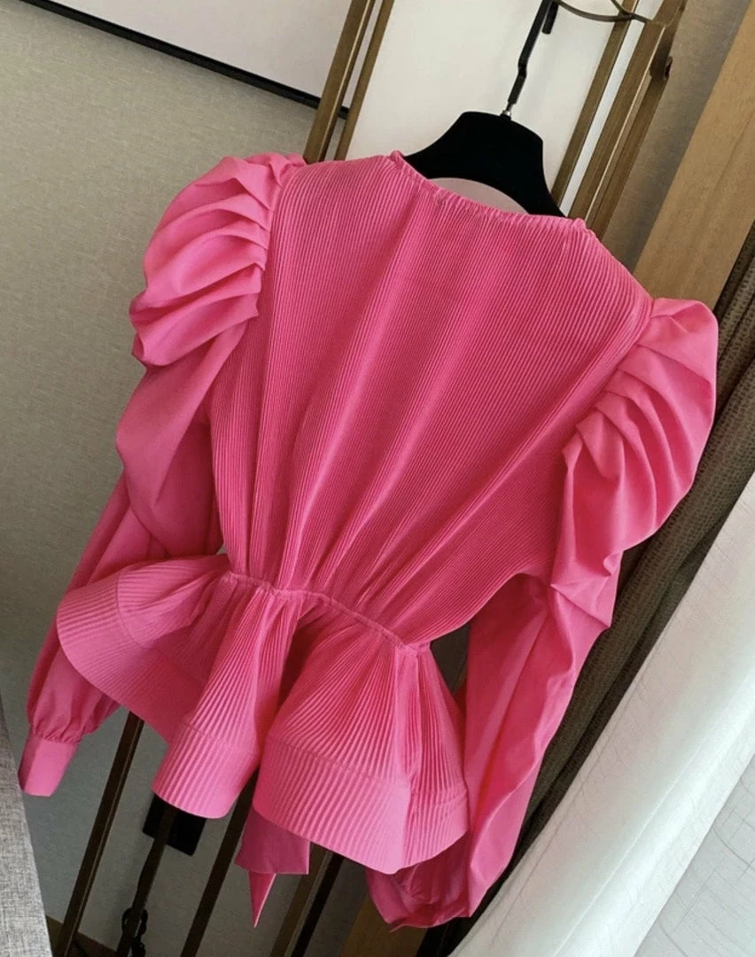 Jessica Bara Esma Puff Sleeve Belted Wrap Top Reve Doll Essentials