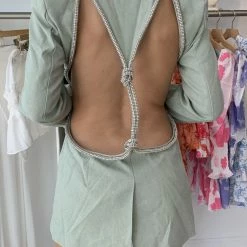 Jessica Bara Hensely Crystal Open Back Blazer Birthday Suit