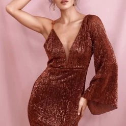 Birthday Suit Jessica Bara Donnie One Shoulder Sequin Mini Dress