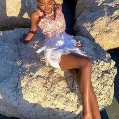 Jessica Bara Madison Rhinestone Feather Mini Dress The Event Shop