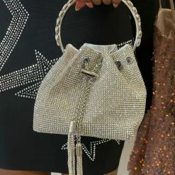 Jessica Bara Zenon Rhinestone Circular Bucket Purse