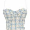 Jessica Bara Jeanne Houndstooth Bustier Crop Top