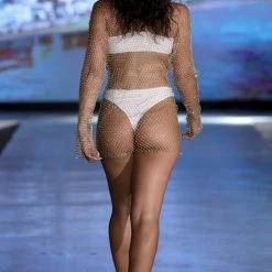 Influencer Style Jessica Bara Mercedes Diamond Fishnet Cover Up