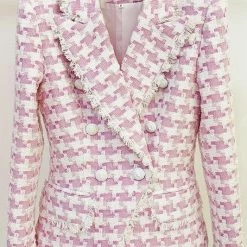 Jessica Bara Aubrielle Houndstooth Tweed Blazer Influencer Style