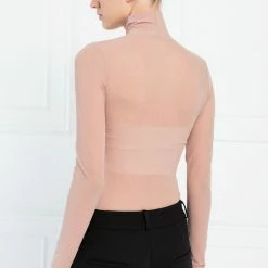 Jessica Bara Tameka Sheer Mesh Turtleneck Top Reve Doll Essentials