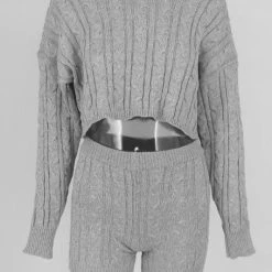 Jessica Bara Autumn Cable Knit Top And Shorts Two Piece Set Reve Doll Essentials