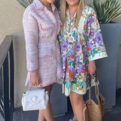 Jessica Bara Khari Short Sleeve Tweed Mini Dress