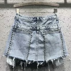 Jessica Bara Bentlee High Waisted Studded Denim Shorts