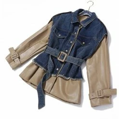 Jessica Bara Kasia Faux Leather And Denim Jacket Reve Doll Essentials