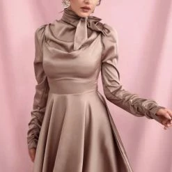 Jessica Bara Kimberlie Long Sleeve High Neck Mini Dress Summer Lovin'