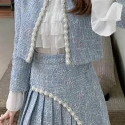 Jessica Bara Sawyer Tweed Blouse Jacket And Skirt Three Piece Set