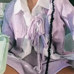 Jessica Bara Lennox Reversible Knit Top And Short Two Piece Set Long Sleeves