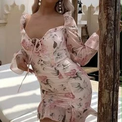 Jessica Bara Jayce Long Sleeve Floral Mini Dress Summer Lovin'